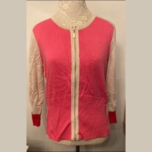 White House Black Market Colorblock Zip Sweater